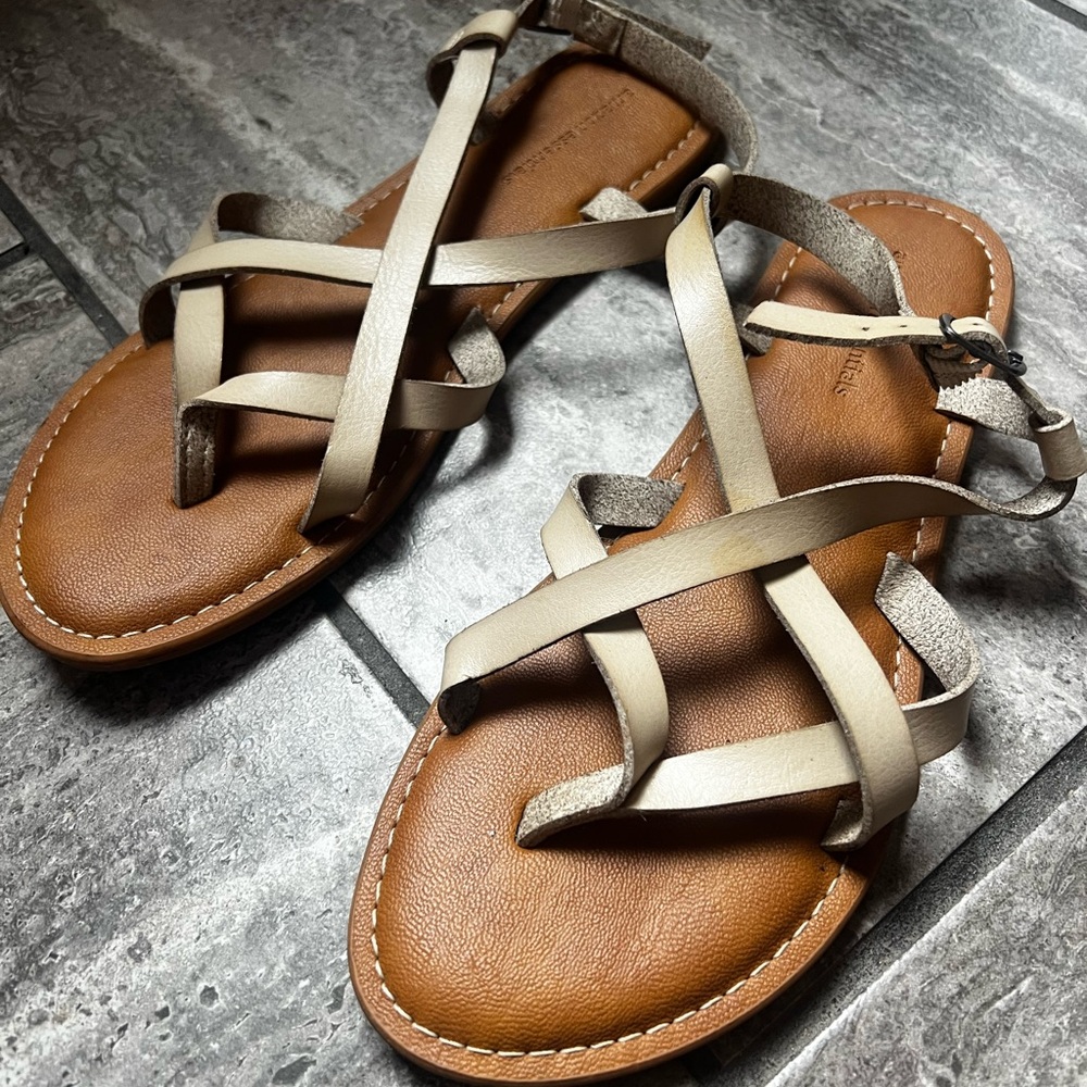 Women's Tan and Cream Sandals